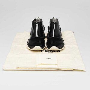 Fendi Black Glossed Neoprene Zip Sneakers Size 5.5/36
